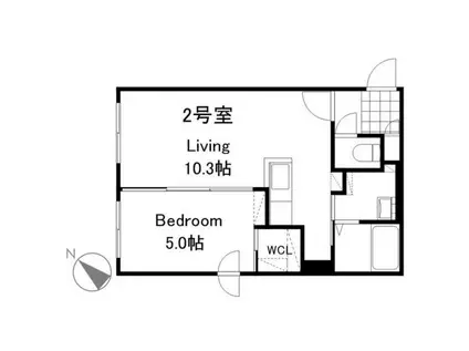 LAMERIDIAN ウエスト(1LDK/2階)の間取り写真