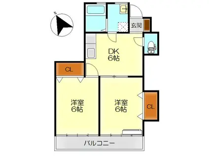 山本ビル(2DK/1階)の間取り写真