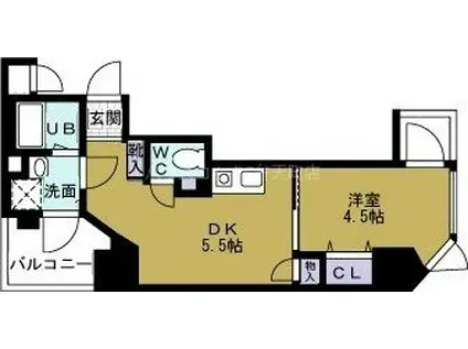 ブランTAT弁天町(1DK/7階)の間取り写真