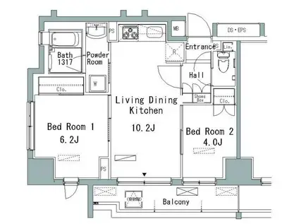 パークアクシス仲御徒町(2LDK/2階)の間取り写真