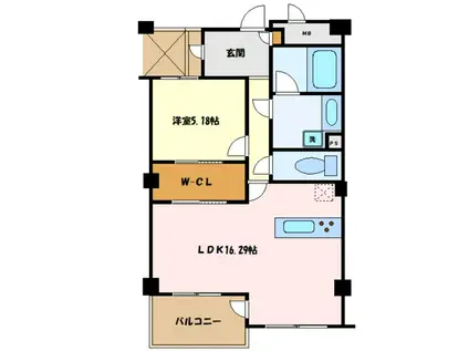 カスタネア栗平3番館(1LDK/5階)の間取り写真