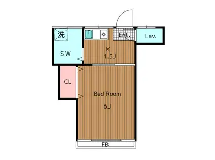メゾン若宮(1K/2階)の間取り写真