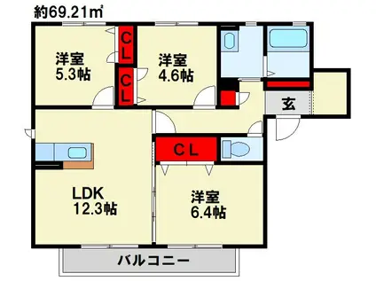 クリプトン(3LDK/2階)の間取り写真