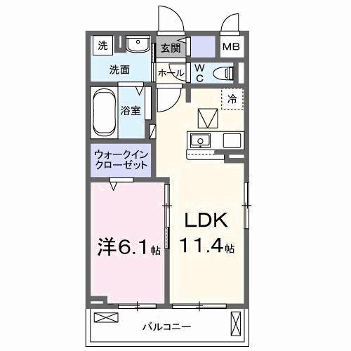 ベルヒルズノース(1LDK/1階)の間取り写真