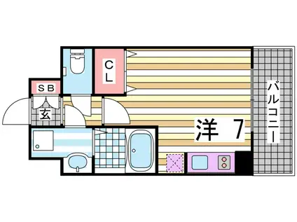 パシフィックレジデンス神戸八幡通(1K/9階)の間取り写真