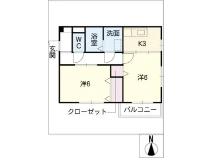 サンいしばし(2K/2階)の間取り写真