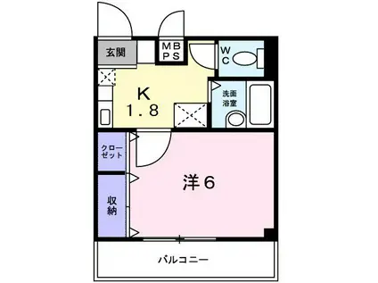 ウイステリア(1K/2階)の間取り写真