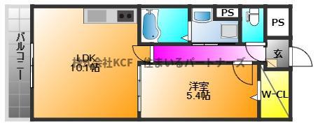 ラフレシーサ医大通(1LDK/9階)の間取り写真
