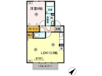 ボナールヴィラ(1LDK/2階)の間取り写真