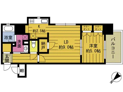 RJRプレシア大分駅前(1LDK/12階)の間取り写真