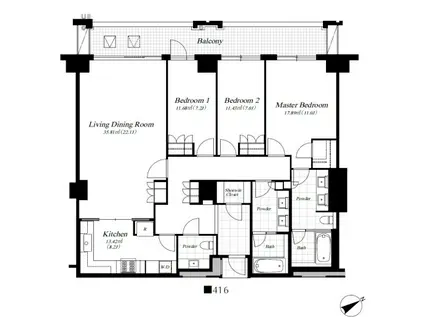 麻布第一マンションズ(3LDK/5階)の間取り写真