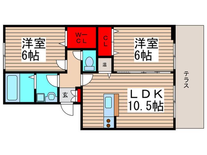 エーデルワイス(2LDK/1階)の間取り写真