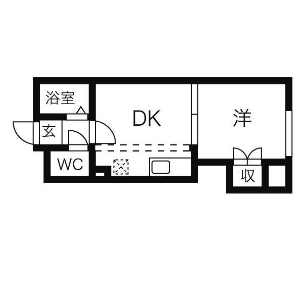 メゾンエクレーレ中の島(ワンルーム/9階)の間取り写真