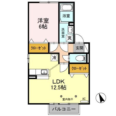 パレットE(1LDK/2階)の間取り写真