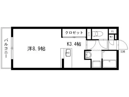 プランドール(ワンルーム/1階)の間取り写真