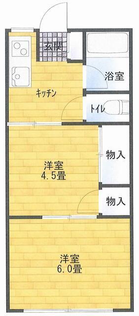 メゾン弥生(2K/2階)の間取り写真