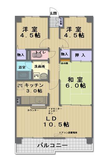 ビラ玉川学園台(3LDK/3階)の間取り写真