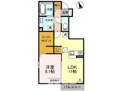 アイリス(1LDK/1階)の間取り写真