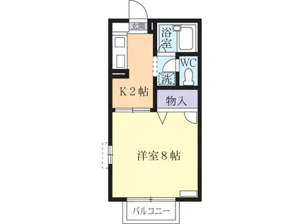 フィールドコートC(1K/2階)の間取り写真