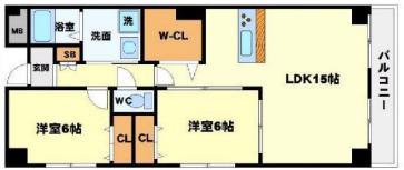 アンフィニIX(2LDK/6階)の間取り写真