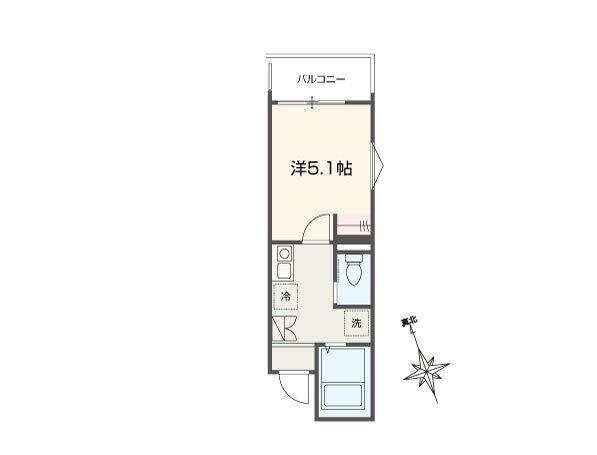 MELLAS小島新田(1K/1階)の間取り写真
