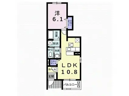 プラージュ サントゥールII(1LDK/1階)の間取り写真
