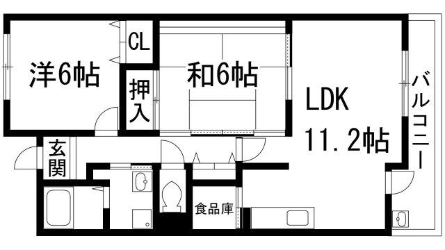 チトセプラザ(2LDK/1階)の間取り写真