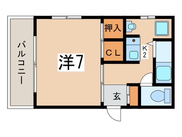 リバーハイムI(1K/2階)の間取り写真