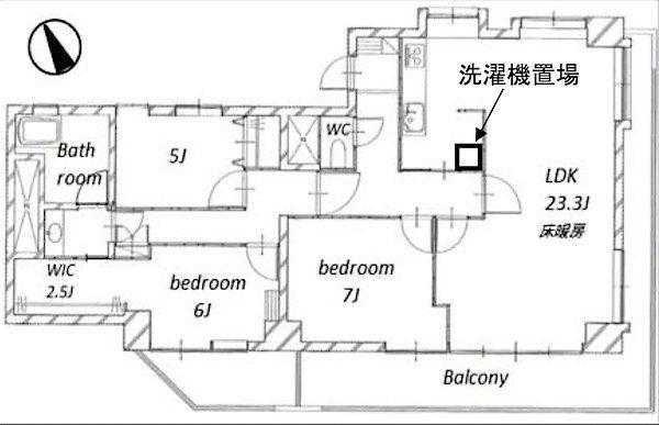 南麻布マンション(3LDK/11階)の間取り写真
