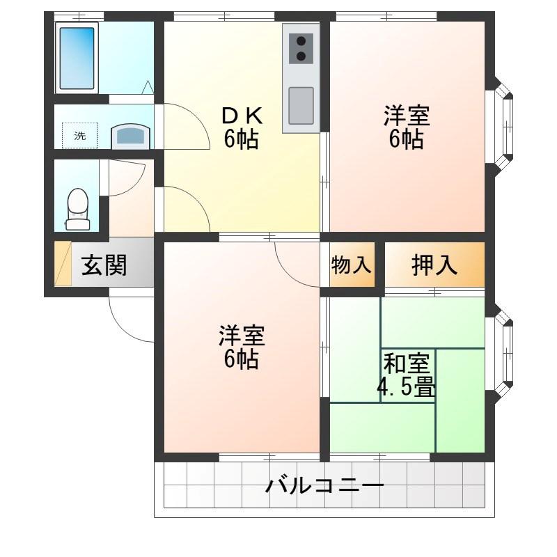 553ハイツII(3DK/1階)の間取り写真