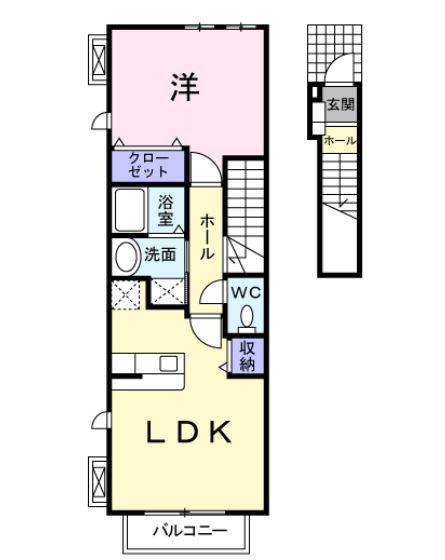 ウィンクルB(1LDK/2階)の間取り写真