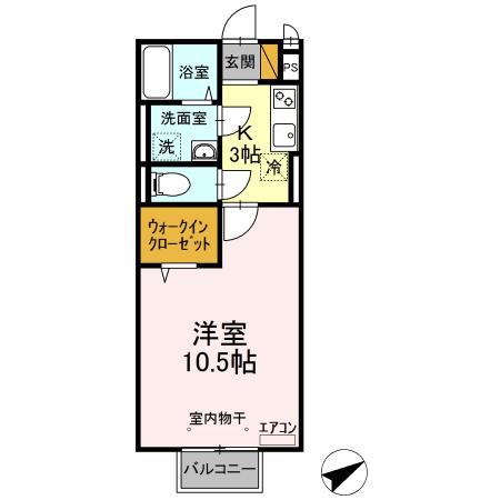 リヴィエール(1K/1階)の間取り写真