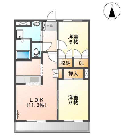 コーポラス小森C(2LDK/2階)の間取り写真