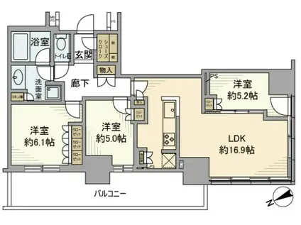 プラウドタワー小岩フロント(3LDK/15階)の間取り写真