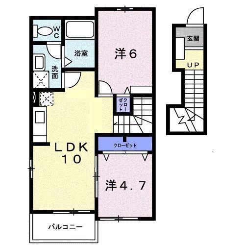 ヌーベル・オーブA(2LDK/2階)の間取り写真