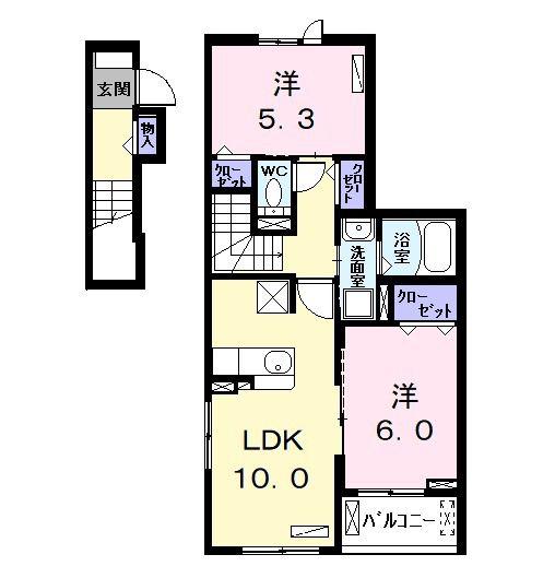 スマイル 2(2LDK/2階)の間取り写真