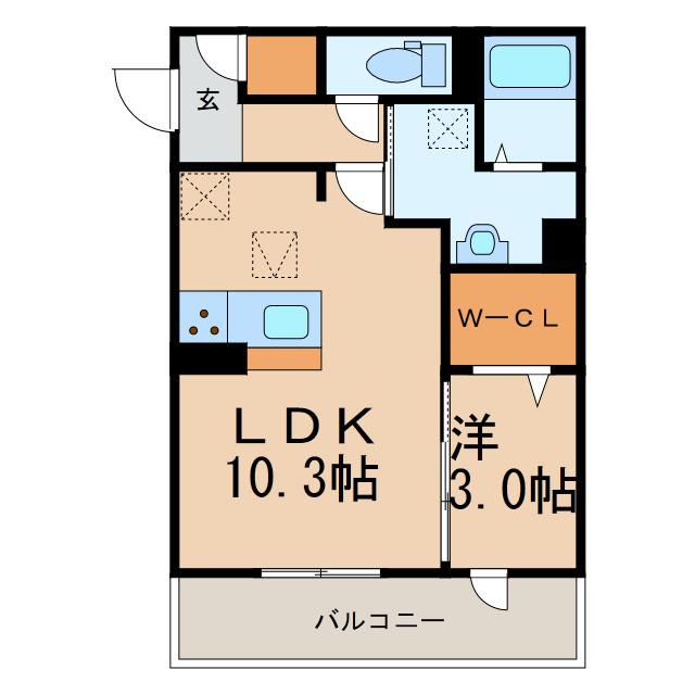 ルミエール(1LDK/1階)の間取り写真