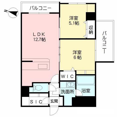 シャトーボヌール(2LDK/4階)の間取り写真