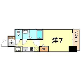 プレサンス三宮ディライト(1K/4階)の間取り写真