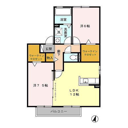 フェイバリットタウンA棟(2LDK/2階)の間取り写真