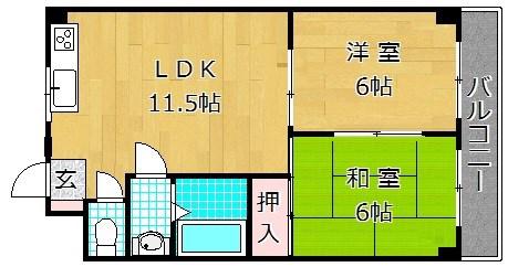 メゾンドソレイユ(2LDK/3階)の間取り写真