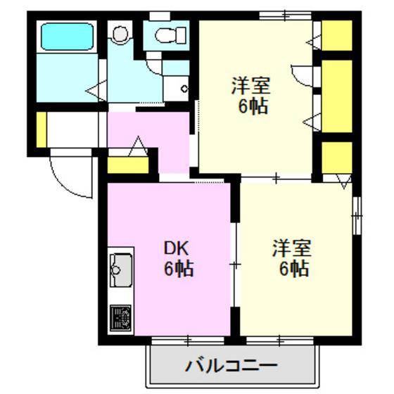 イデアル AB棟(2DK/2階)の間取り写真