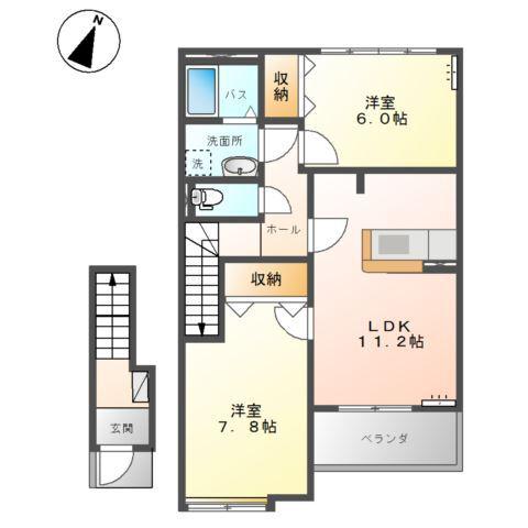 オアシス(2LDK/2階)の間取り写真