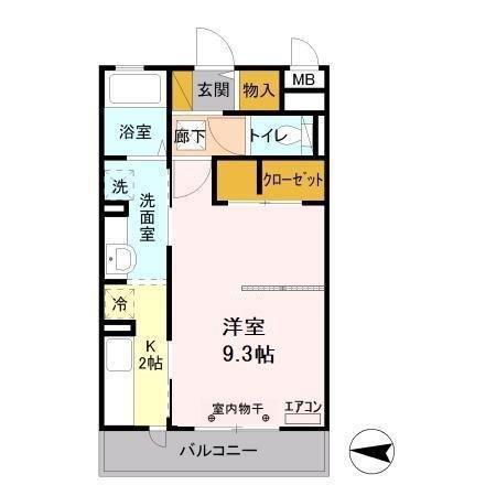 フォアール(1K/1階)の間取り写真