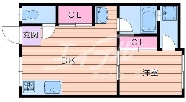 末広マンション(1LDK/2階)の間取り写真