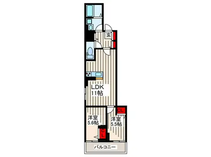 セレスティア東葛西III(2LDK/2階)の間取り写真