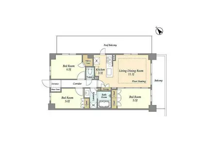 センチュリー尾山台グレイス(3LDK/4階)の間取り写真