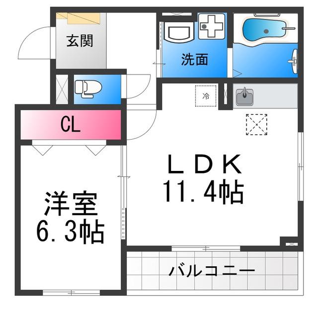 ラ・クロシェット(1LDK/1階)の間取り写真