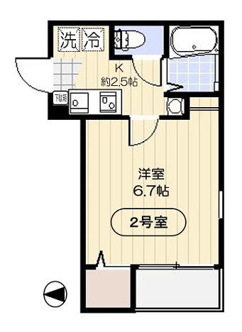 アイルグラン(1K/2階)の間取り写真