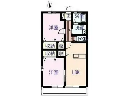 ウィズハイム曙(2LDK/1階)の間取り写真